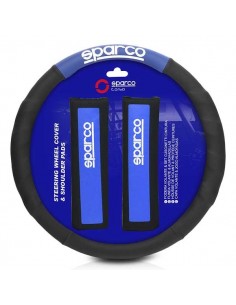 FUNDA VOLANTE + ALMOHADILLAS NEGRO Y AZUL SPARCO 2