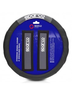 FUNDA VOLANTE + ALMOHADILLAS NEGRO Y GRIS SPARCO 2