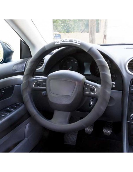 FUNDA VOLANTE + ALMOHADILLAS NEGRO Y GRIS SPARCO