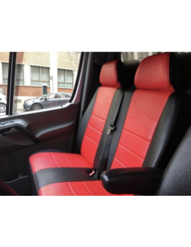 FUNDAS A MEDIDA Fiat Ducato 3 plazas Corzo rojo combinado con negro
