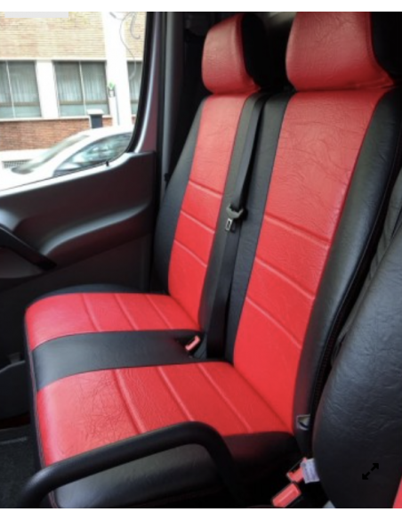 FUNDAS A MEDIDA Fiat Ducato 3 plazas Corzo rojo combinado con negro