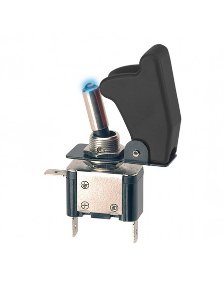 Interruptor Tipo Aviación NEGRO con Led Azul