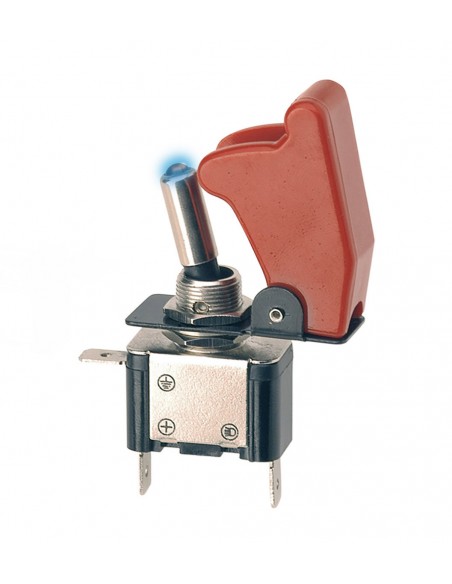 Interruptor Tipo Aviación ROJO con Led Azul