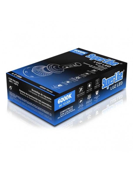 KIT BOMBILLAS LED H7 SUPERLITE 6000K 25W