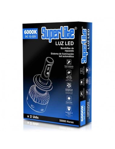 KIT BOMBILLAS LED H7 SUPERLITE 6000K 25W